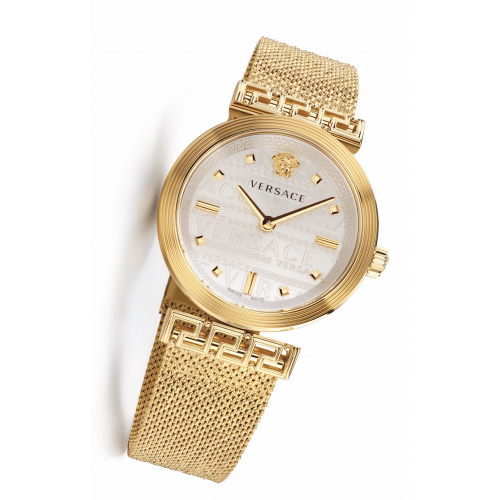  Shop Authentic Versace Meander Greca White Dial Gold Mesh Bracelet Watch for Women - VELW00820 - Luxxuri