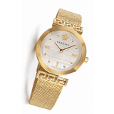  Shop Authentic Versace Meander Greca White Dial Gold Mesh Bracelet Watch for Women - VELW00820 - Luxxuri