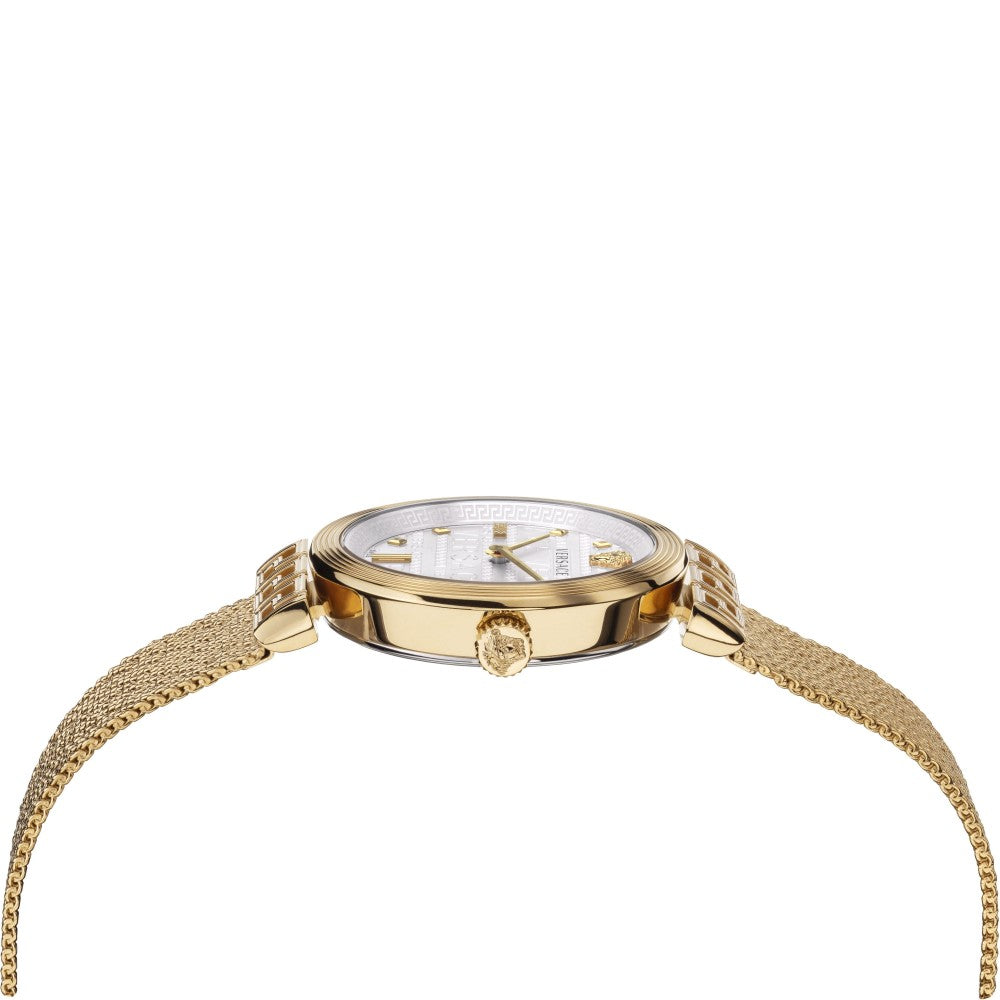  Shop Authentic Versace Meander Greca White Dial Gold Mesh Bracelet Watch for Women - VELW00820 - Luxxuri