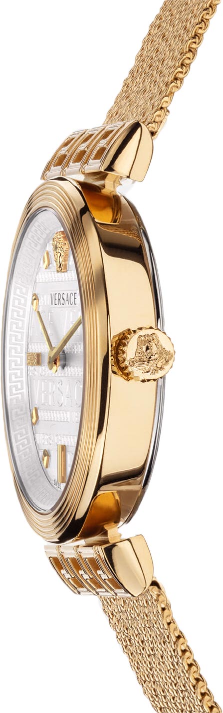  Shop Authentic Versace Meander Greca White Dial Gold Mesh Bracelet Watch for Women - VELW00820 - Luxxuri