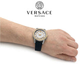  Shop Authentic Versace Viamond Quartz White Dial Blue Leather Strap Watch For Men - VEPO00120 - Luxxuri