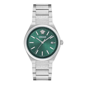  Shop Authentic Versace V-Auria Quartz Green Dial Silver Steel Strap Watch for Men - VE0F00125 - Luxxuri