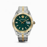  Shop Authentic Versace Greca Time Quartz Green Dial Two Tone Steel Strap Watch For Men - VE3K00422 - Luxxuri
