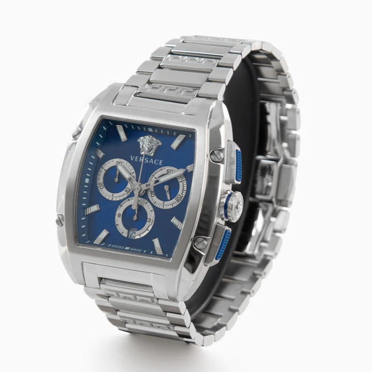  Shop Authentic Versace Dominus Chronograph Blue Dial Silver Steel Strap Watch For Men - VE6H00423 - Luxxuri