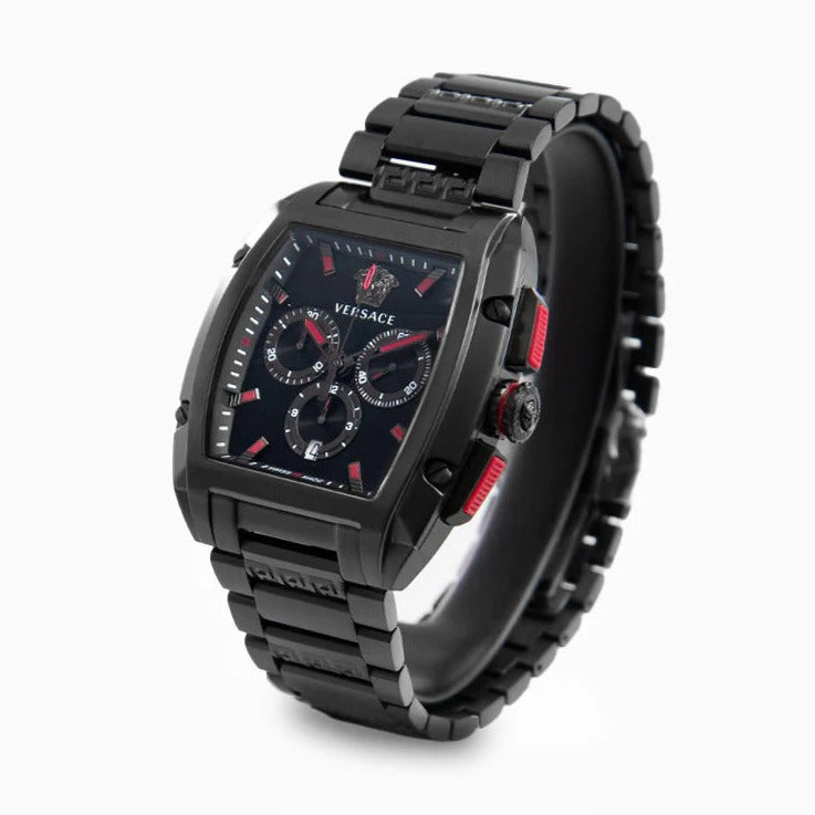  Shop Authentic Versace Dominus Chronograph Quartz Black Dial Black Steel Strap Watch For Men - VE6H00623 - Luxxuri