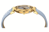  Shop Authentic Versace V-Motif Grey Dial Blue Leather Strap Watch for Women - VERE00318 - Luxxuri