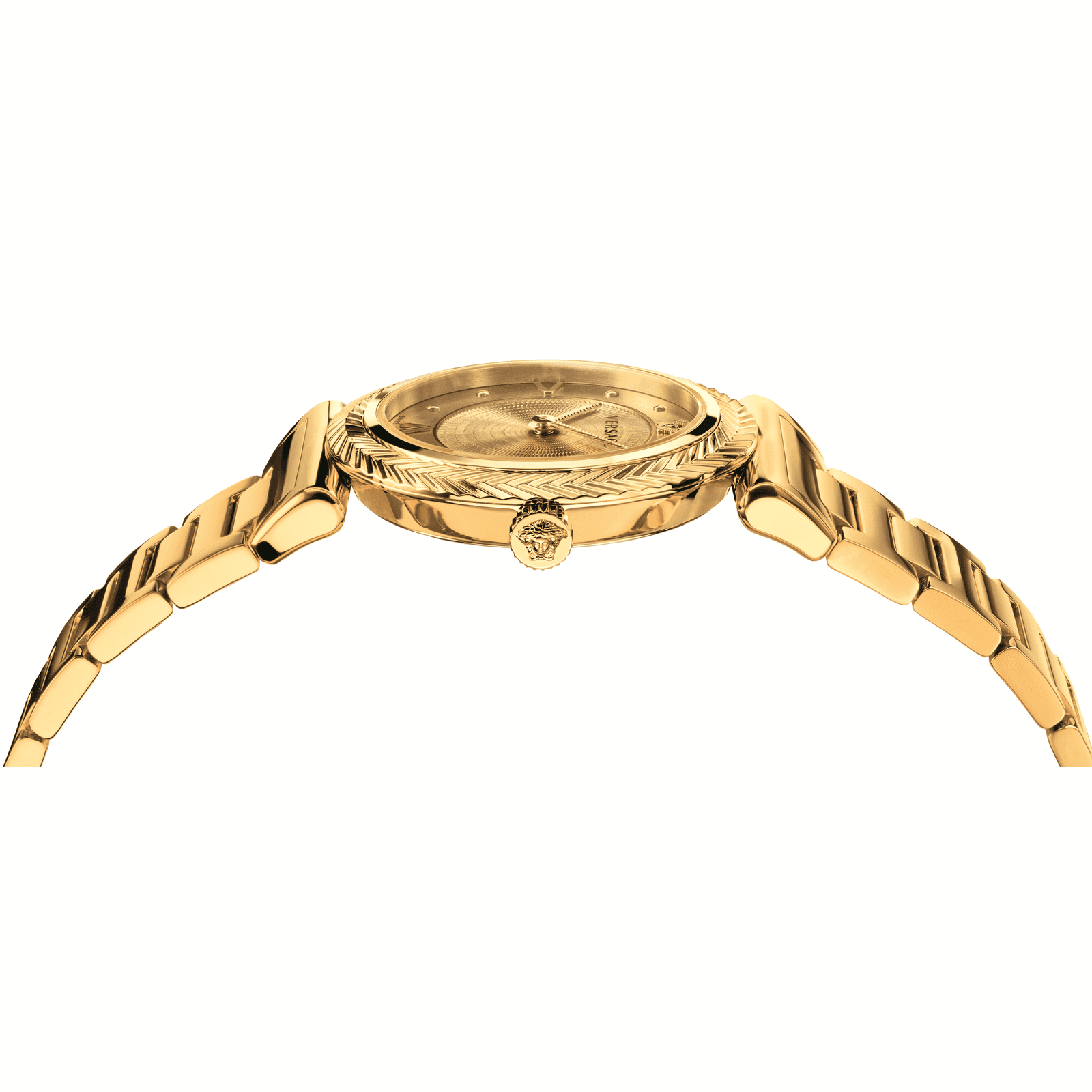  Shop Authentic Versace V-Motif Gold Dial Gold Steel Strap Watch for Women - VERE00618 - Luxxuri