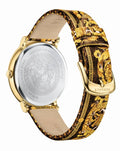  Shop Authentic Versace V-Circle Black Dial Gold Leather Strap Watch for Women - VBP13017 - Luxxuri