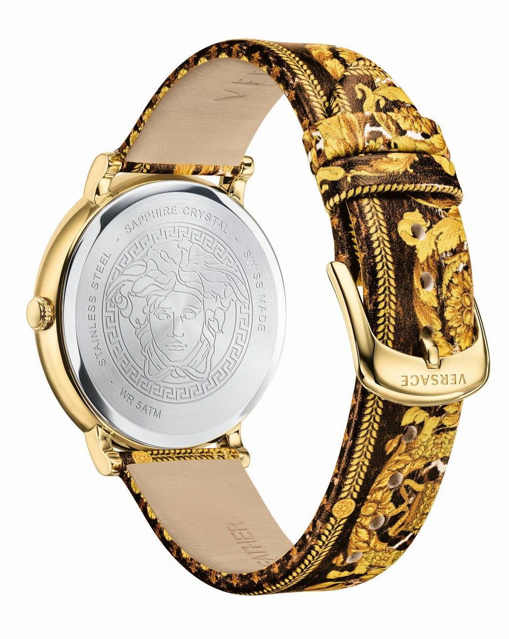  Shop Authentic Versace V-Circle Black Dial Gold Leather Strap Watch for Women - VBP13017 - Luxxuri