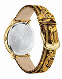  Shop Authentic Versace V-Circle Black Dial Gold Leather Strap Watch for Women - VBP13017 - Luxxuri