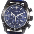  Shop Authentic Versace V-Ray Chronograph Quartz Blue Dial Black Leather Strap Watch For Men - VEDB00418 - Luxxuri