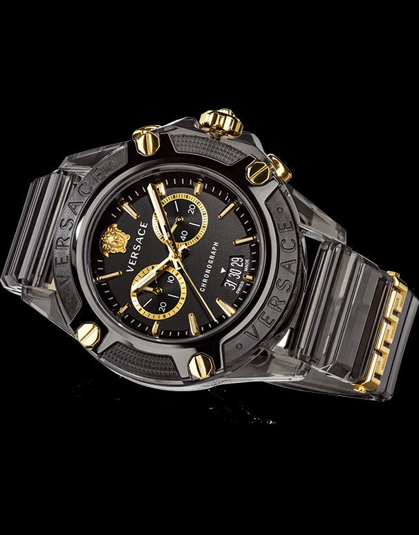  Shop Authentic Versace Icon Active Chronograph Black Dial Black Steel Strap Watch for Men - VEZ700421 - Luxxuri