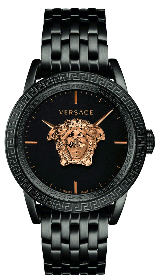  Shop Authentic Versace Palazzo Empire Quartz Black Dial Black Steel Strap Watch For Men - VEDB00518 - Luxxuri