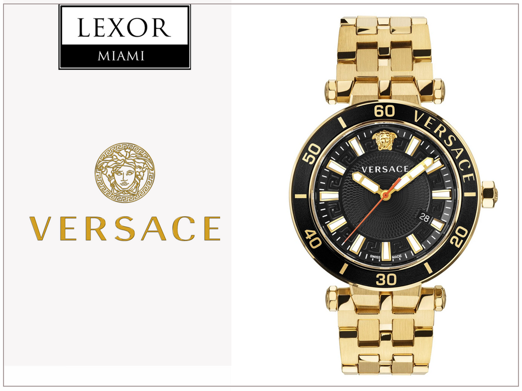  Shop Authentic Versace Greca Sport Quartz Black Dial Gold Steel Strap Watch for Men - VEZ300721 - Luxxuri