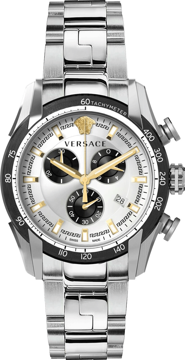  Shop Authentic Versace V-Ray Chronograph Quartz Silver Dial Silver Steel Strap Watch For Men - VE2I00321 - Luxxuri