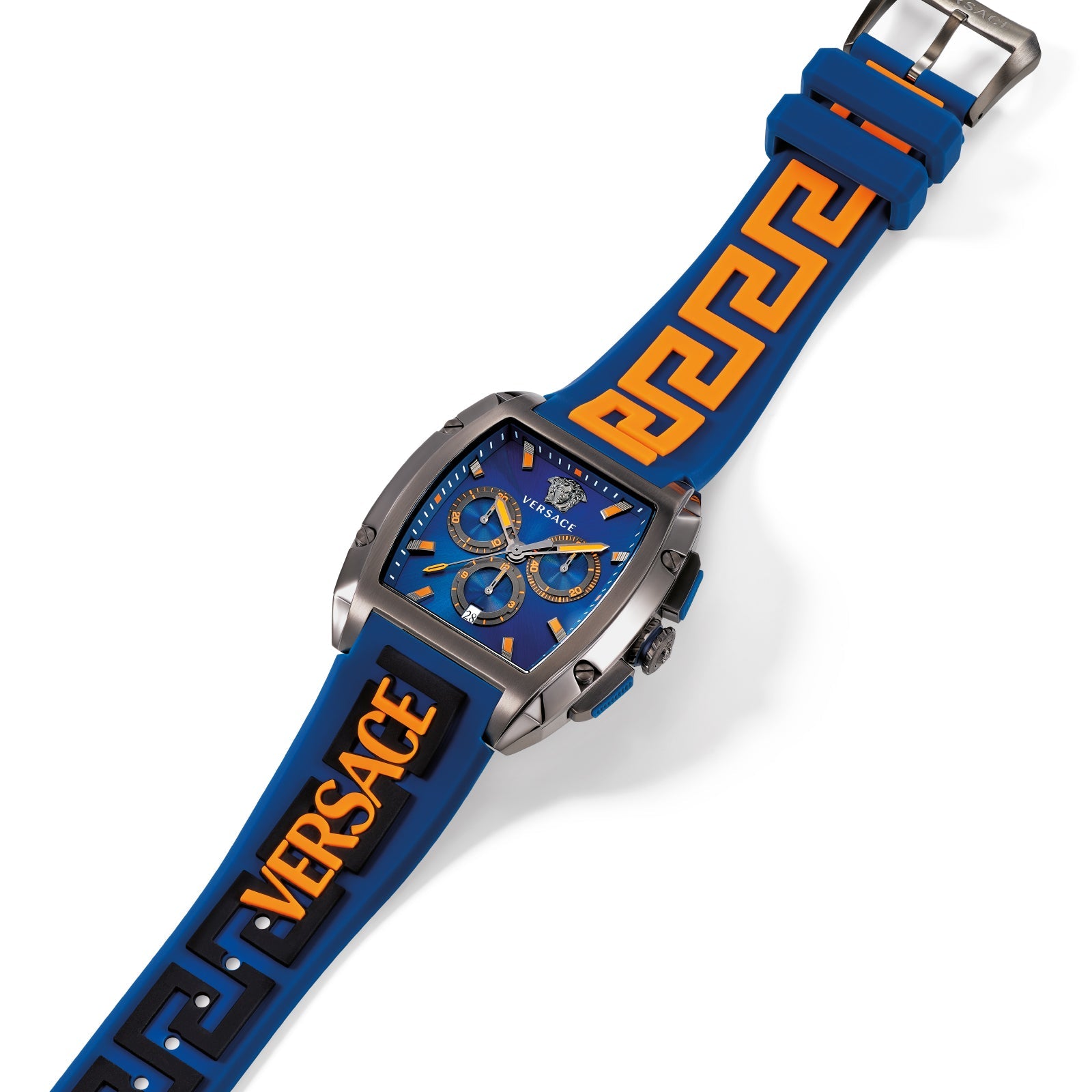  Shop Authentic Versace Iconic Dominus Chronograph Blue Dial Blue Rubber Strap Watch For Men - VE6H00323 - Luxxuri