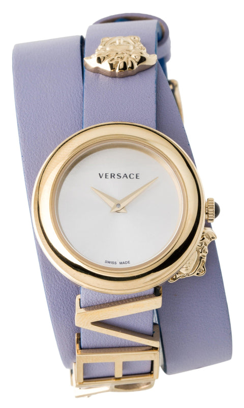  Shop Authentic Versace V-Flare Silver Dial Purple Leather Strap Watch for Women - VEBN00318 - Luxxuri
