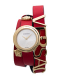  Shop Authentic Versace V-Flare Quartz Silver Dial Red Leather Strap Watch for Women - VEBN00418 - Luxxuri
