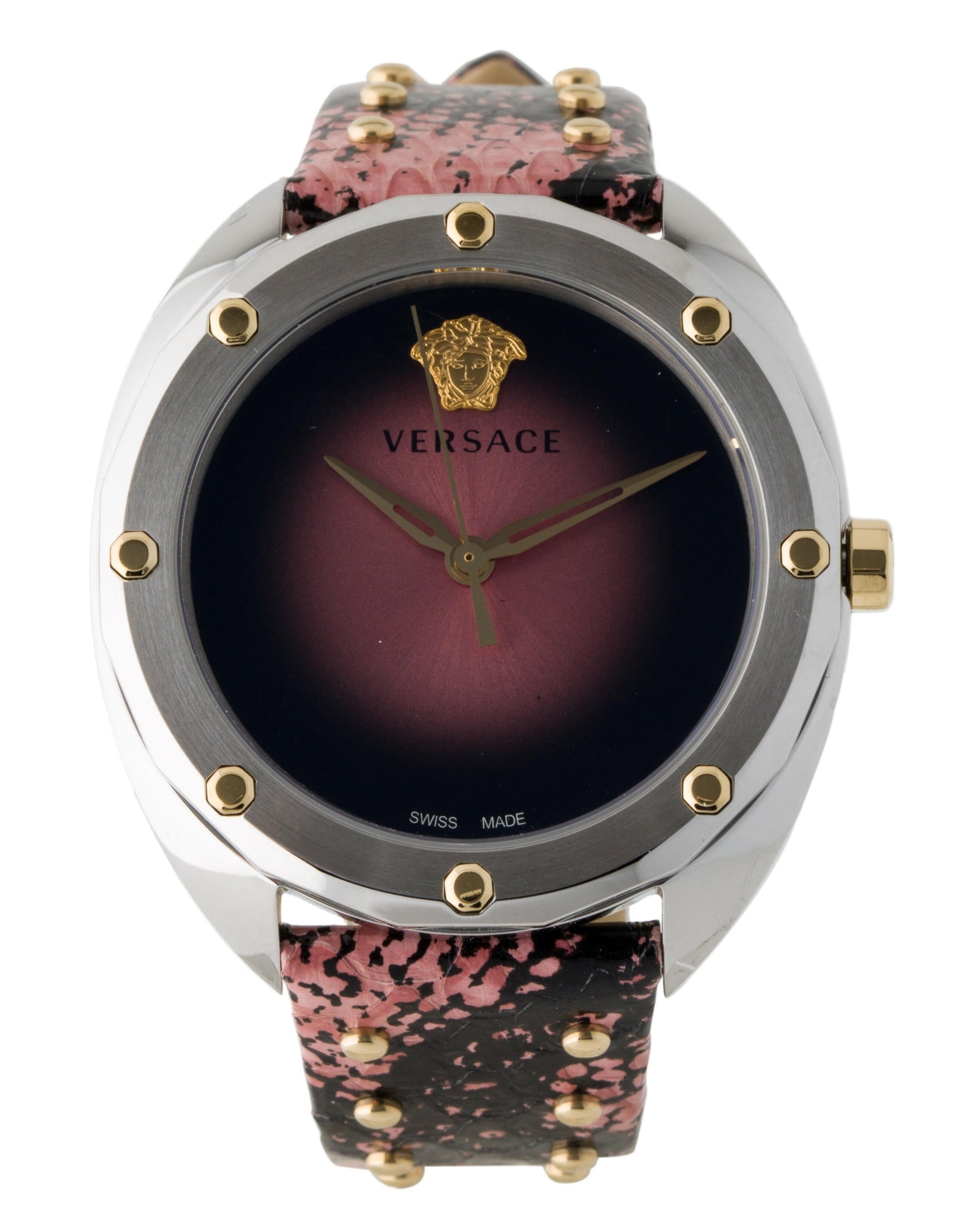  Shop Authentic Versace Shadov Pink Dial Pink Leather Strap Watch for Women - VEBM00818 - Luxxuri