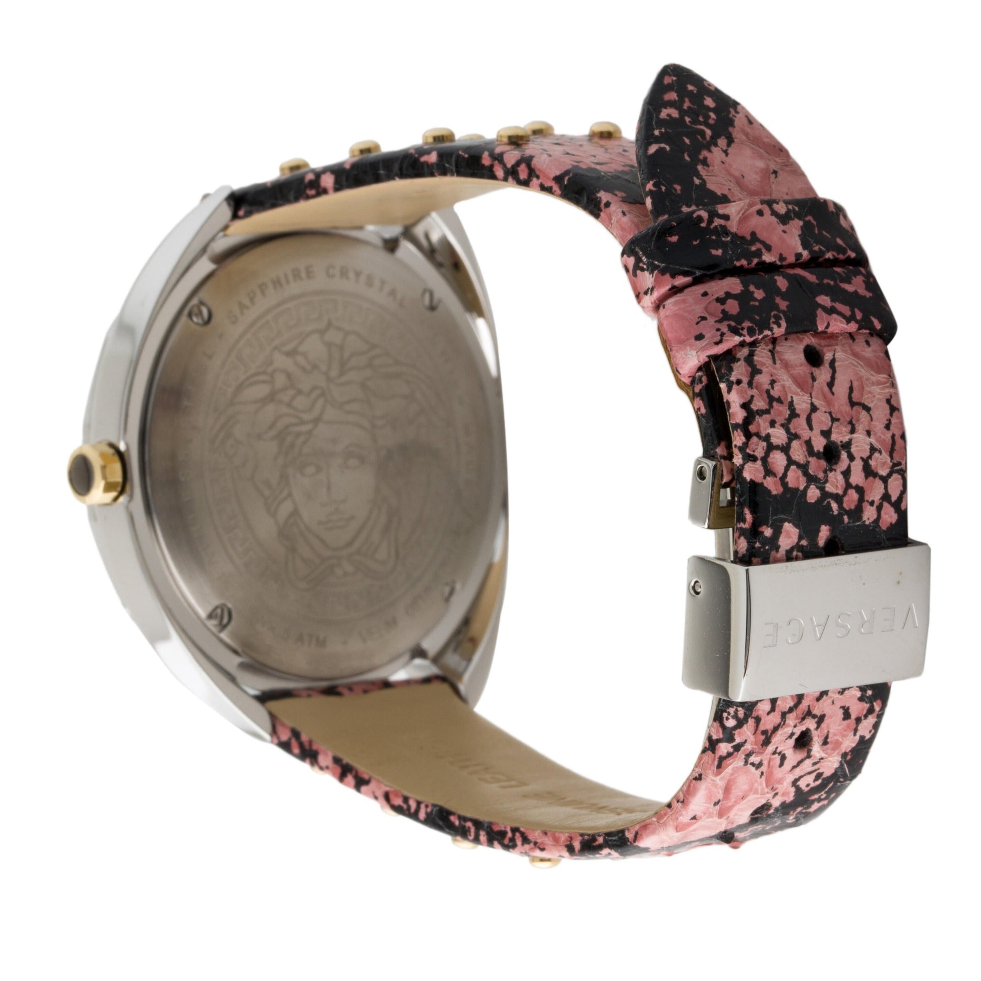  Shop Authentic Versace Shadov Pink Dial Pink Leather Strap Watch for Women - VEBM00818 - Luxxuri