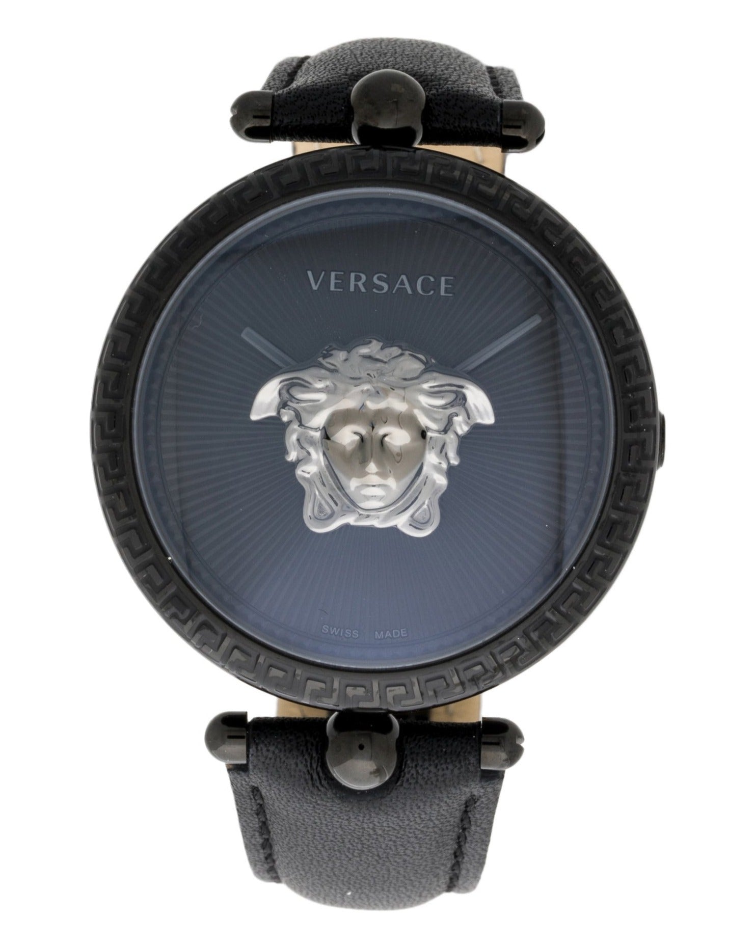  Shop Authentic Versace Palazzo Empire Black Dial Black Leather Strap Watch for Women - VCO050017 - Luxxuri