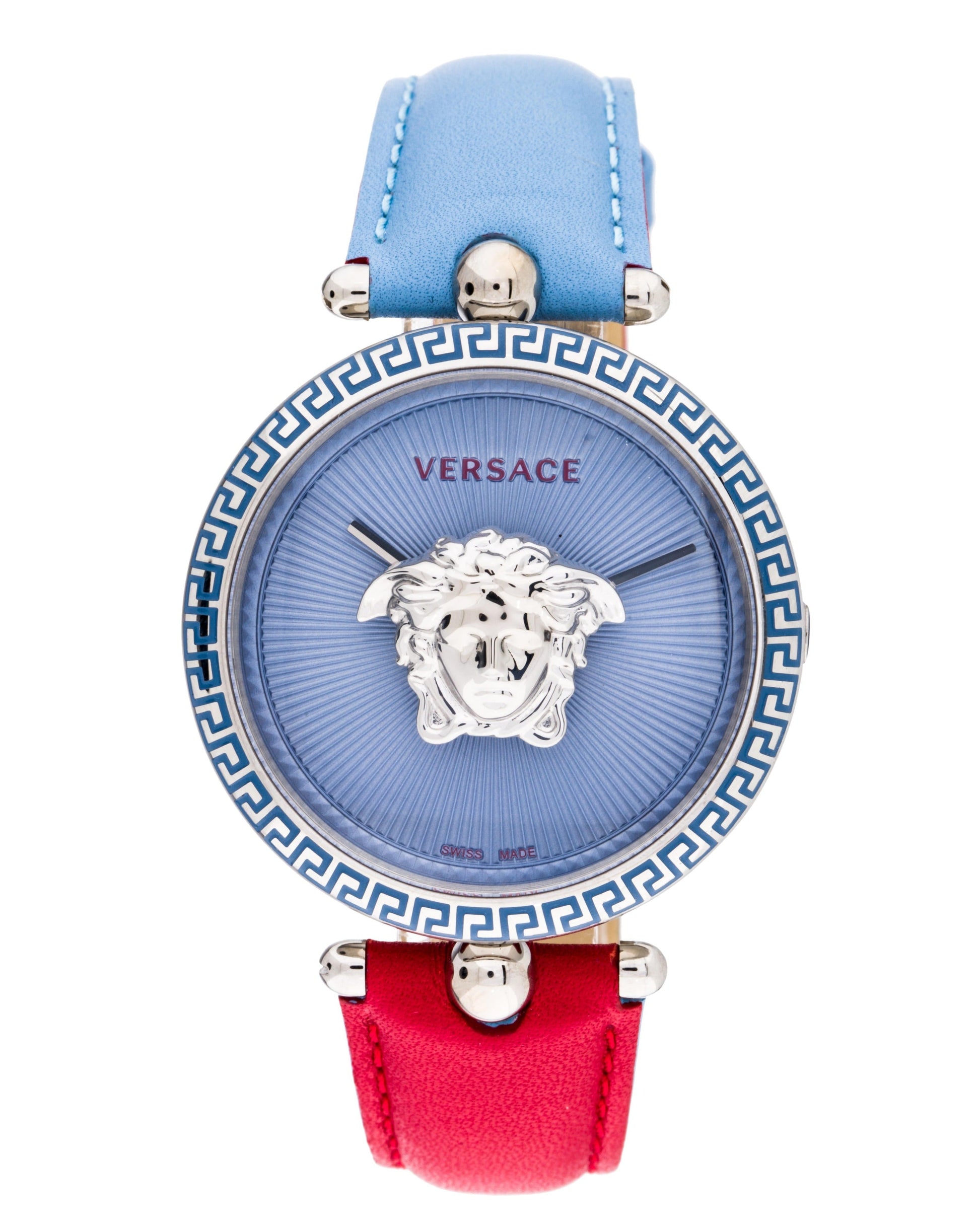  Shop Authentic Versace Palazzo Empire Blue Dial Blue & Red Leather Strap Watch for Women - VCO070017 - Luxxuri