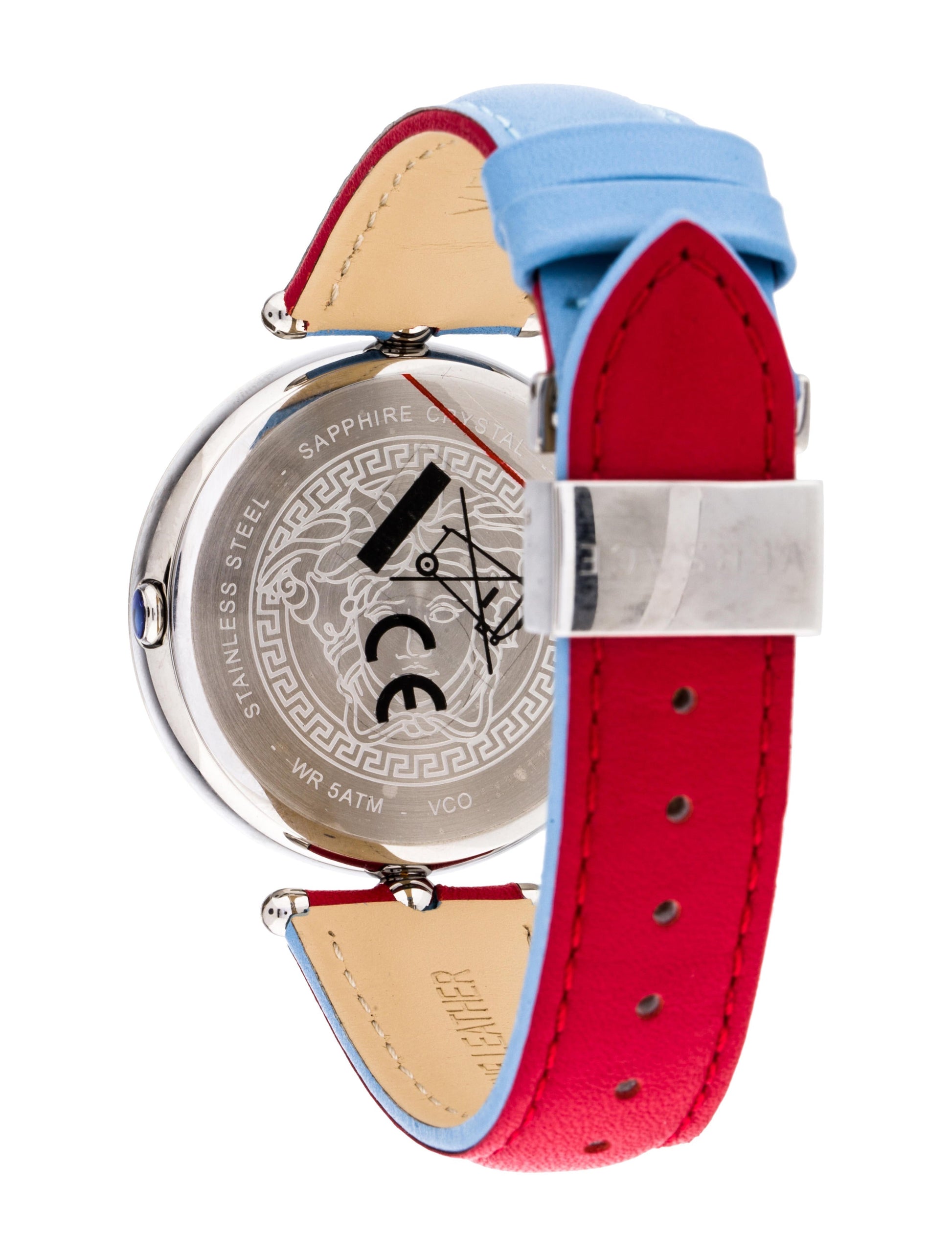  Shop Authentic Versace Palazzo Empire Blue Dial Blue & Red Leather Strap Watch for Women - VCO070017 - Luxxuri