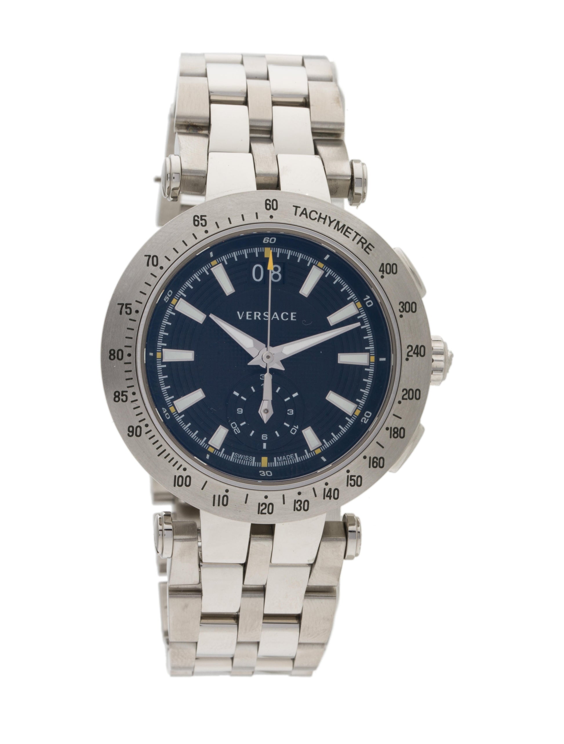  Shop Authentic Versace V-Race Sport Black Dial Silver Steel Strap Watch for Men - VAH010016 - Luxxuri