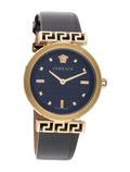  Shop Authentic Versace Greca Meander Black Dial Black Leather Strap Watch for Women - VELW00420 - Luxxuri