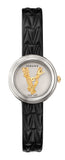  Shop Authentic Versace Virtus Quartz White Dial Black Leather Strap Watch For Women - VET300421 - Luxxuri