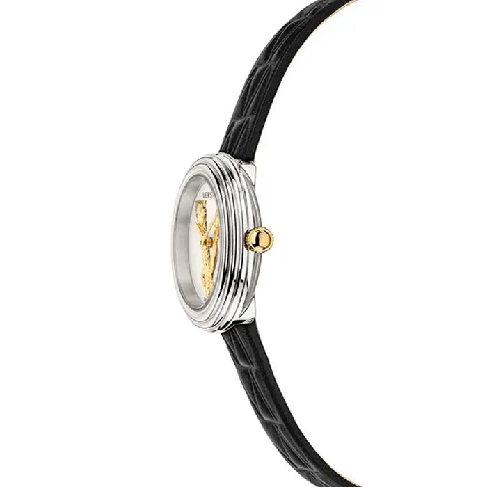  Shop Authentic Versace Virtus Quartz White Dial Black Leather Strap Watch For Women - VET300421 - Luxxuri