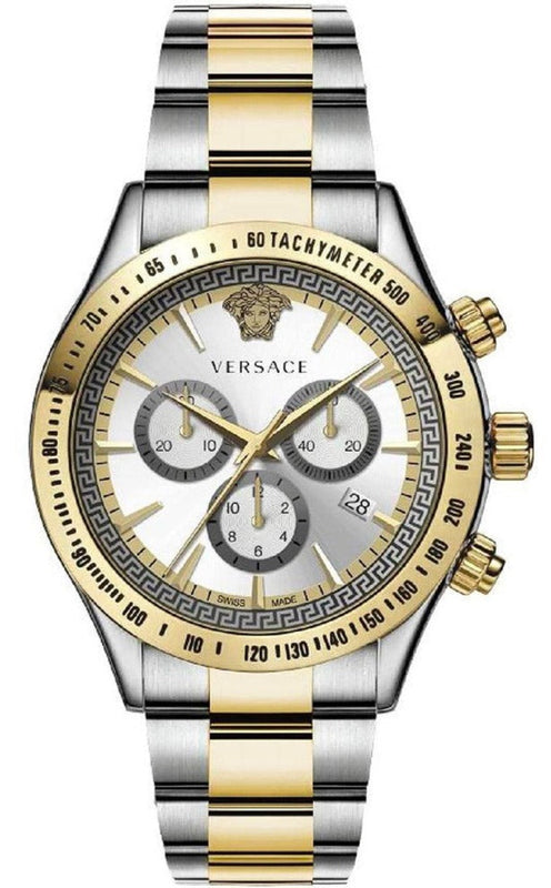  Shop Authentic Versace Classic Chronograph Quartz Silver Dial Two Tone Steel Strap Watch For Men - VEV700519 - Luxxuri