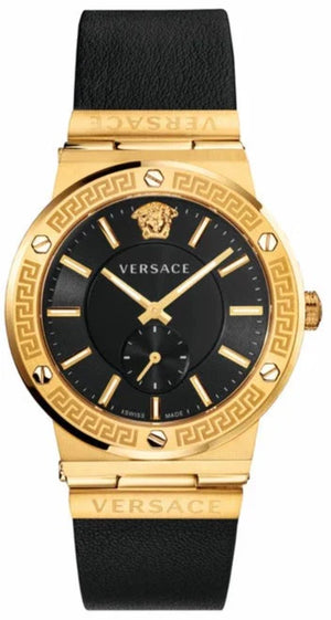  Shop Authentic Versace Greca Black Dial Black Leather Strap Watch for Men - VEVI00220 - Luxxuri