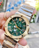  Shop Authentic Versace Hellenyium Quartz Green Dial Silver Steel Strap Watch For Men - VEVK00420 - Luxxuri