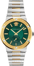  Shop Authentic Versace Hellenyium Quartz Green Dial Silver Steel Strap Watch For Men - VEVK00420 - Luxxuri