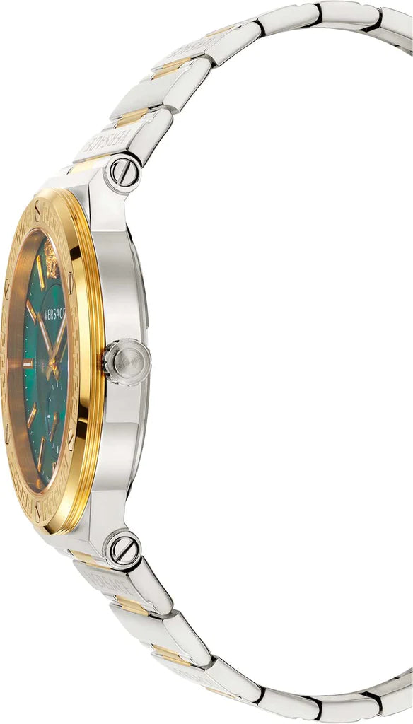  Shop Authentic Versace Hellenyium Quartz Green Dial Silver Steel Strap Watch For Men - VEVK00420 - Luxxuri