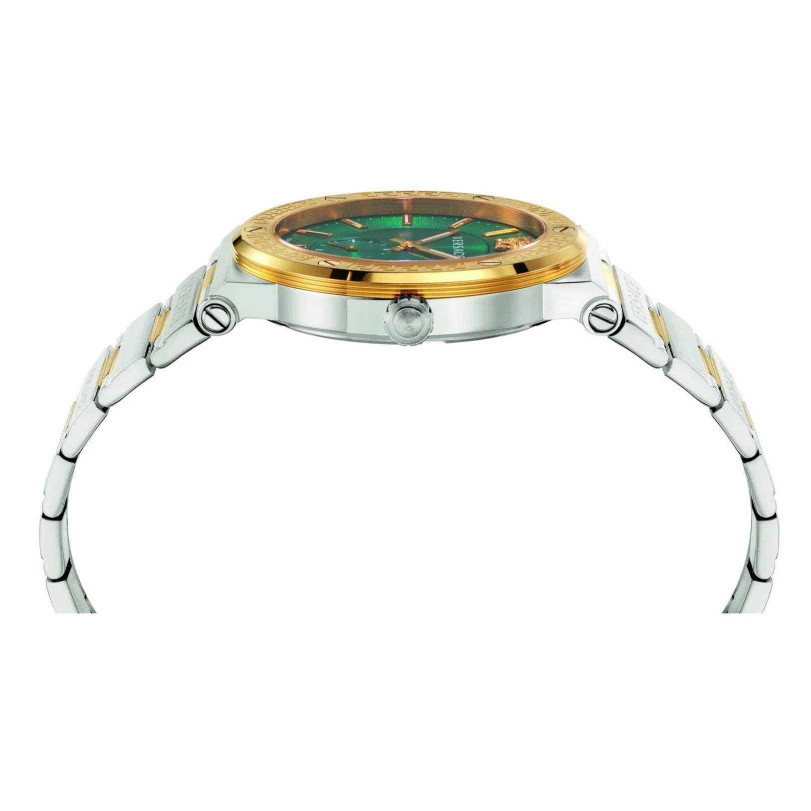  Shop Authentic Versace Hellenyium Quartz Green Dial Silver Steel Strap Watch For Men - VEVK00420 - Luxxuri