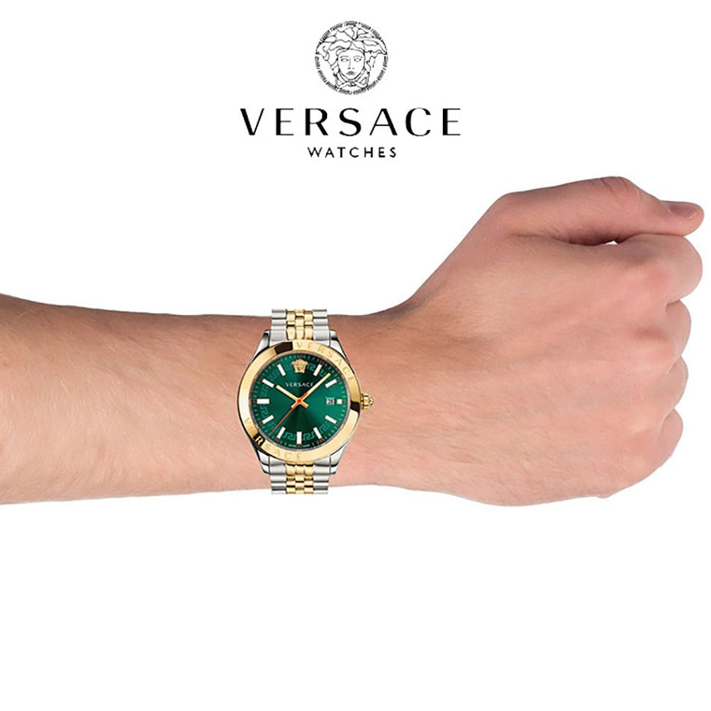  Shop Authentic Versace Hellenium Green Dial Two Tone Steel Strap Watch for Men - VEVK00620 - Luxxuri
