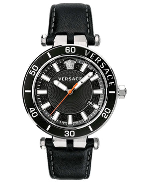  Shop Authentic Versace Greca Sport Quartz Black Dial Black Leather Strap Watch For Men - VEZ300221 - Luxxuri