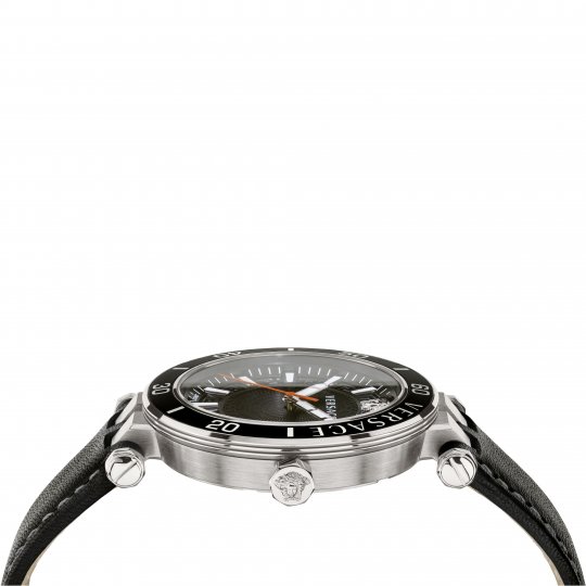  Shop Authentic Versace Greca Sport Quartz Black Dial Black Leather Strap Watch For Men - VEZ300221 - Luxxuri