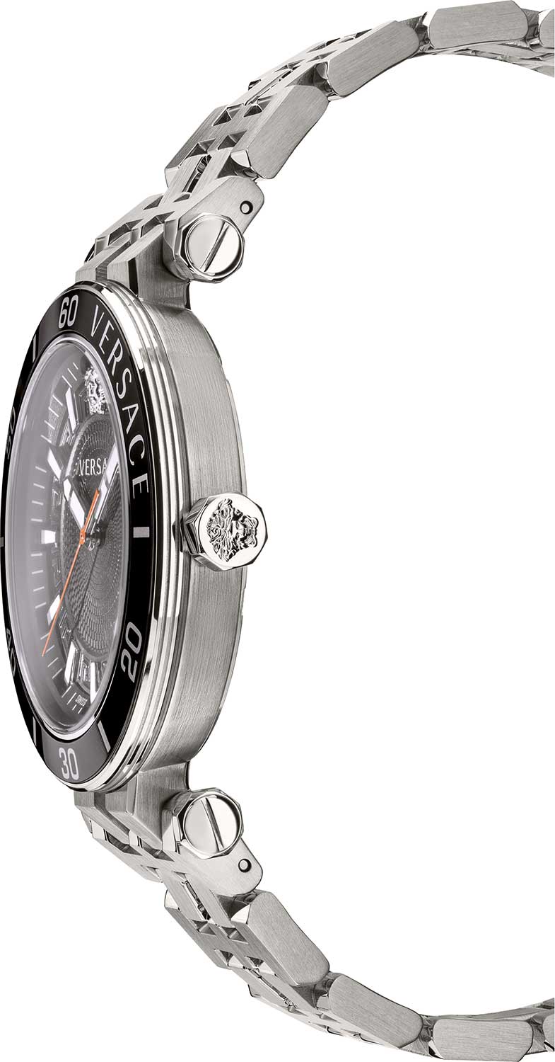  Shop Authentic Versace Greca Sport Quartz Black Dial Silver Steel Strap Watch For Men - VEZ300321 - Luxxuri