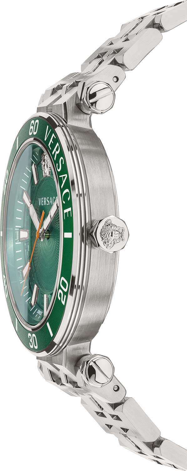  Shop Authentic Versace Greca Sport Quartz Green Dial Silver Steel Strap Watch For Men - VEZ300421 - Luxxuri