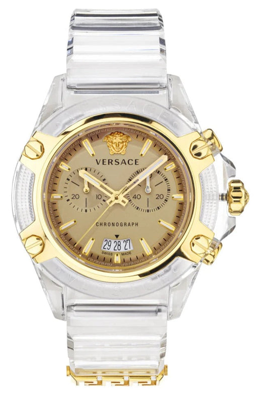  Shop Authentic Versace Icon Active Chronograph Gold Dial White Silicone Strap Watch for Men - VEZ700121 - Luxxuri