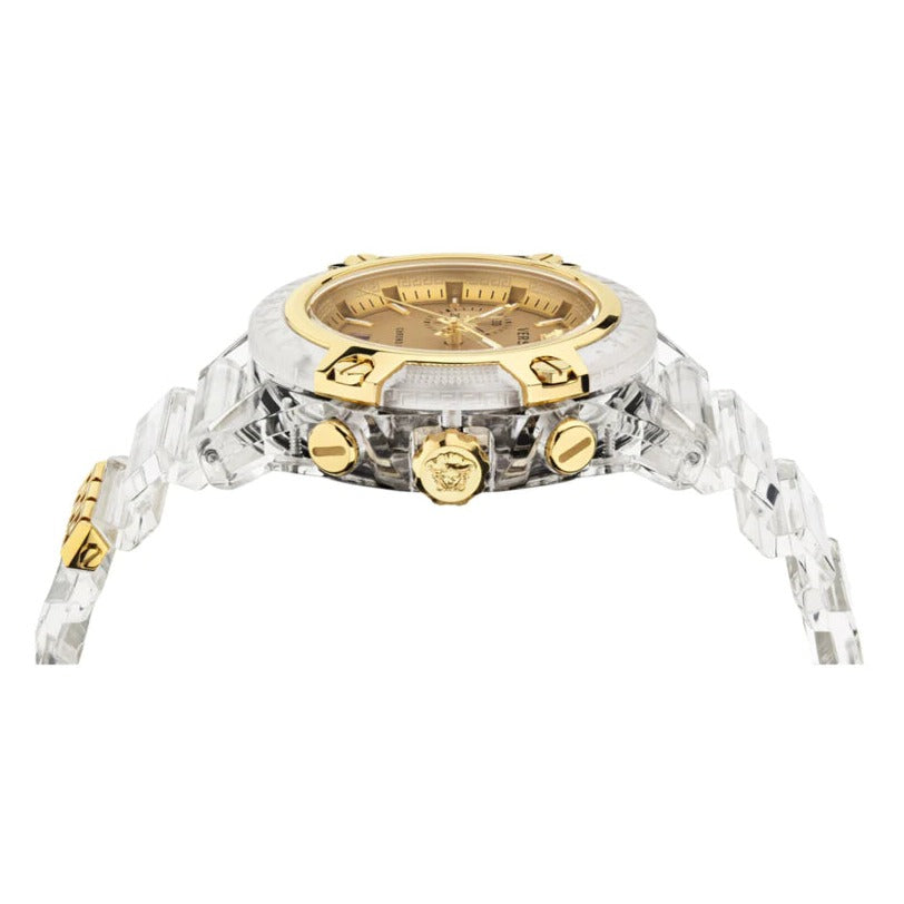  Shop Authentic Versace Icon Active Chronograph Gold Dial White Silicone Strap Watch for Men - VEZ700121 - Luxxuri