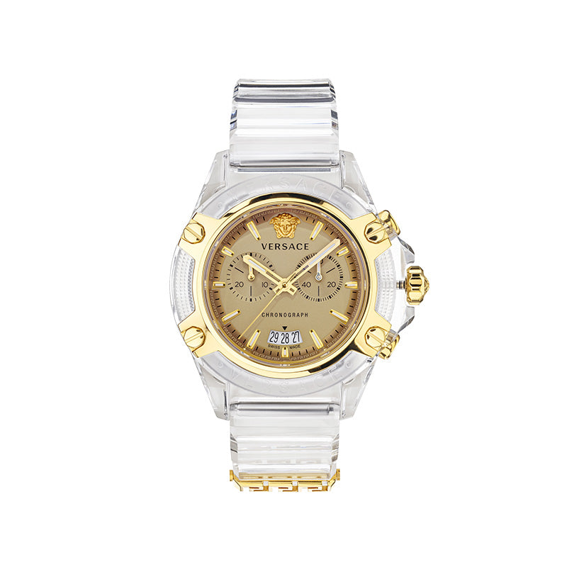  Shop Authentic Versace Icon Active Chronograph Gold Dial White Silicone Strap Watch for Men - VEZ700121 - Luxxuri