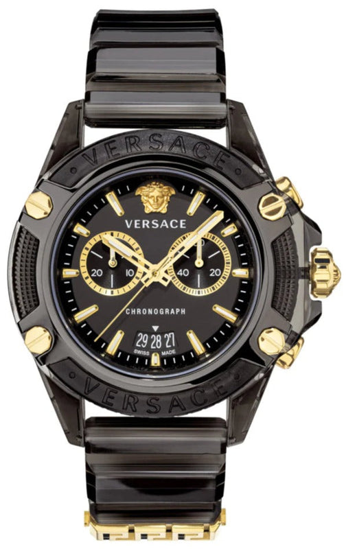  Shop Authentic Versace Icon Active Chronograph Black Dial Black Steel Strap Watch for Men - VEZ700421 - Luxxuri