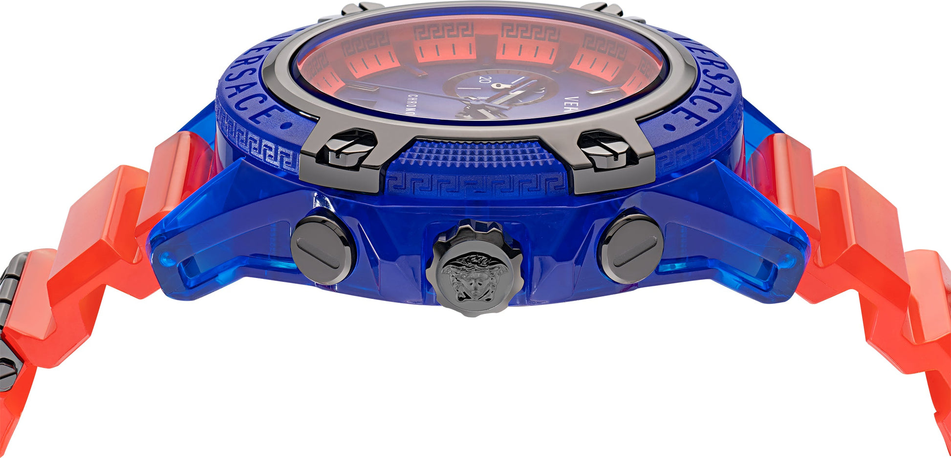  Shop Authentic Versace Icon Active Chronograph Quartz Blue Dial Orange Rubber Strap Watch For Men - VEZ700922 - Luxxuri