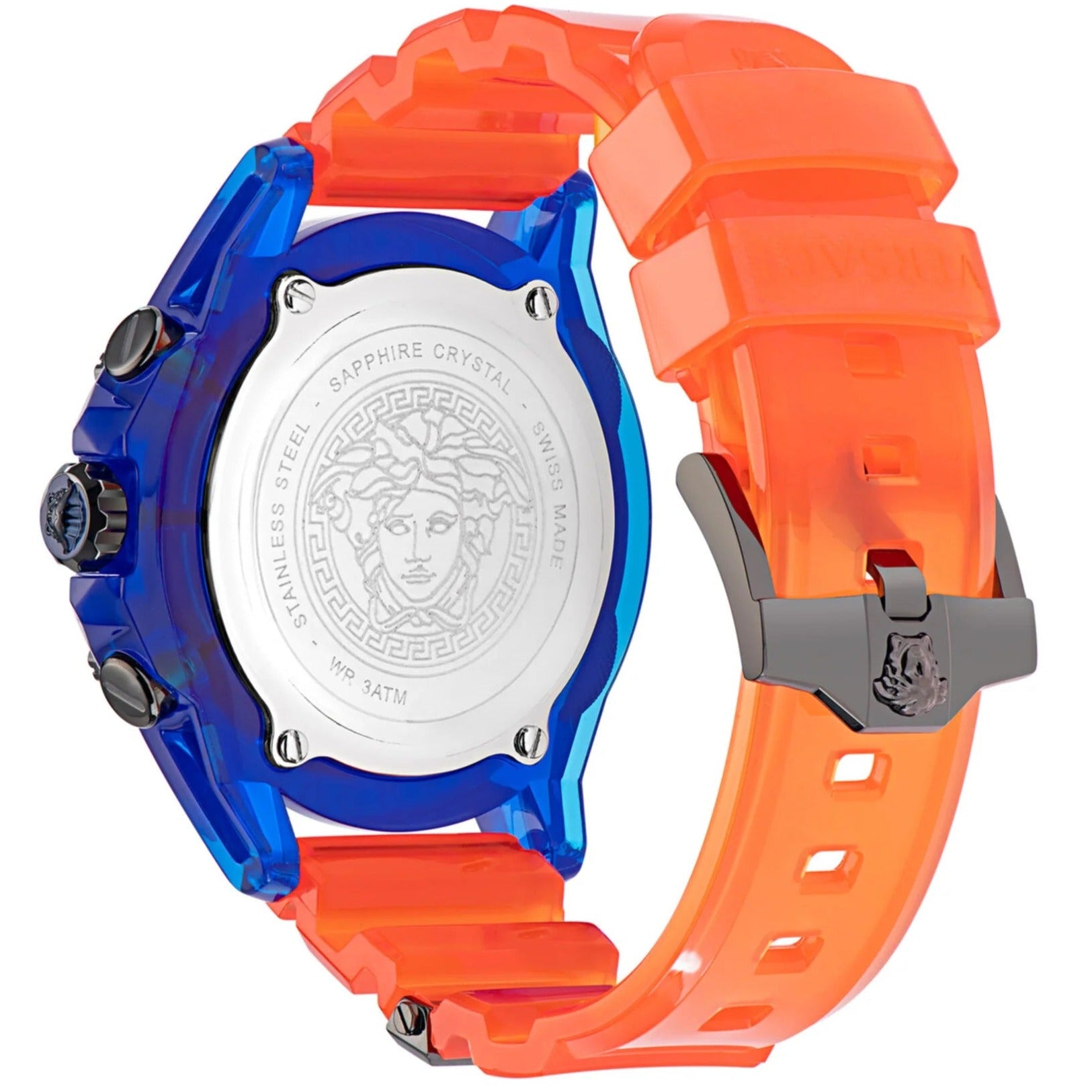  Shop Authentic Versace Icon Active Chronograph Quartz Blue Dial Orange Rubber Strap Watch For Men - VEZ700922 - Luxxuri