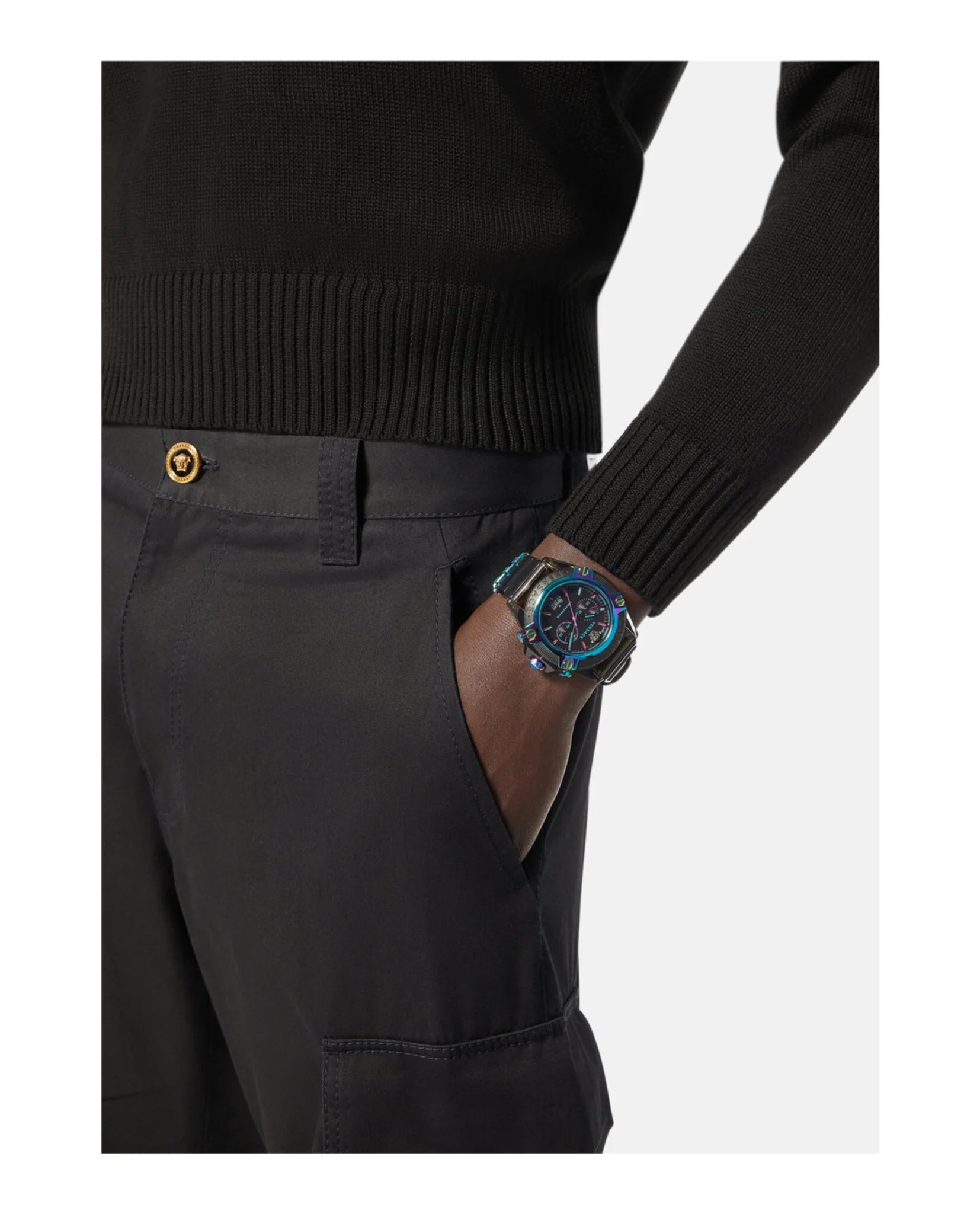  Shop Authentic Versace Icon Active Chronograph Quartz Black Dial Black Steel Strap Watch For Men - VEZ701022 - Luxxuri