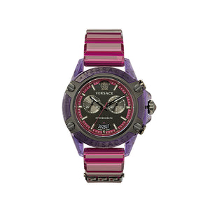  Shop Authentic Versace Icon Active Chronograph Black Dial Purple Rubber Strap Watch For Men - VEZ701423 - Luxxuri